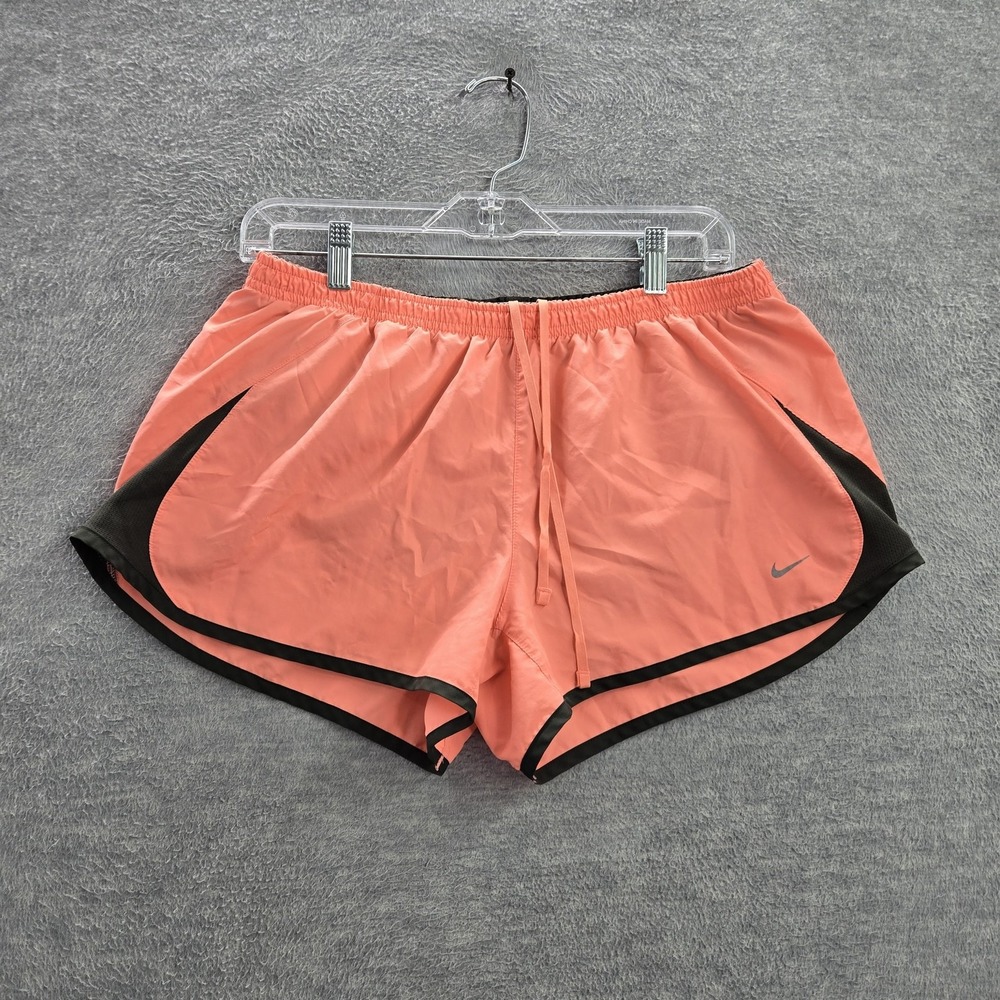Nike Women Activewear Shorts L Orange 5k Tempo Running Swoosh Logo 3" Inseam